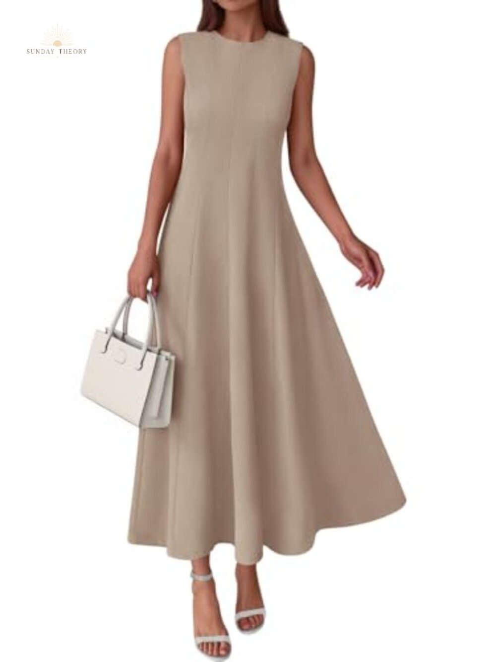 Sleeveless Maxi Dress with Pockets Cotton Blend Fit and Flare